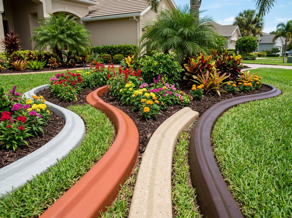 Custom color and staining options for concrete landscape curbing