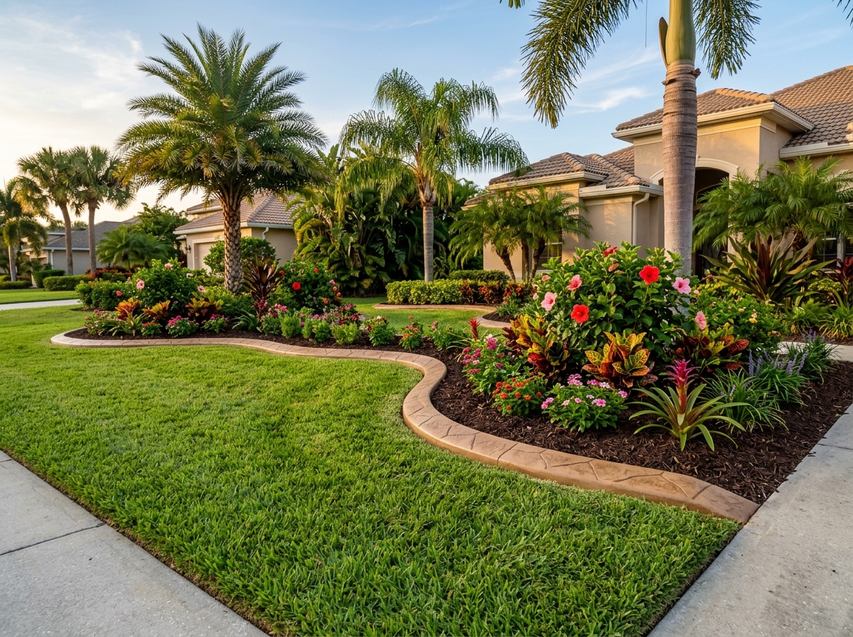 Decorative concrete landscape curbing in Central Florida