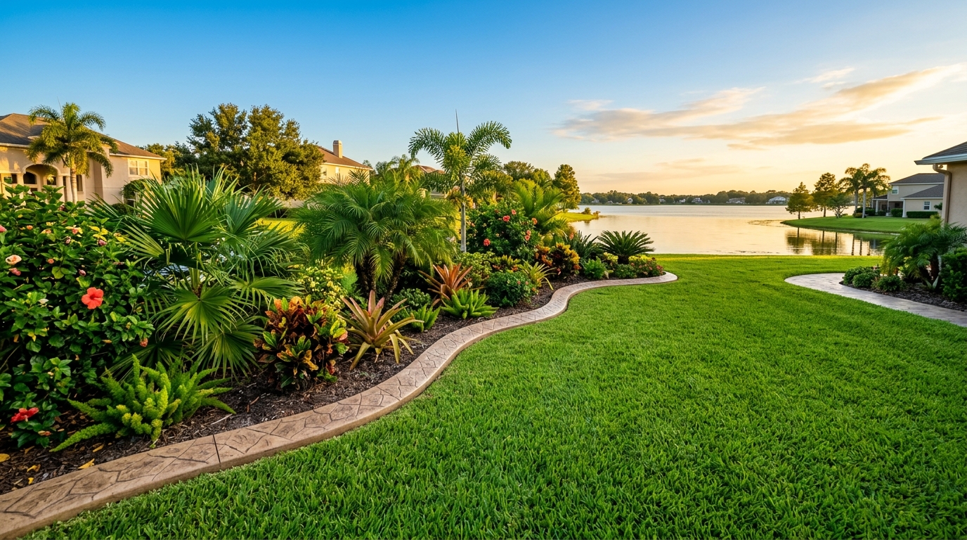 Concrete landscape curbing in a Lakeland, FL neighborhood